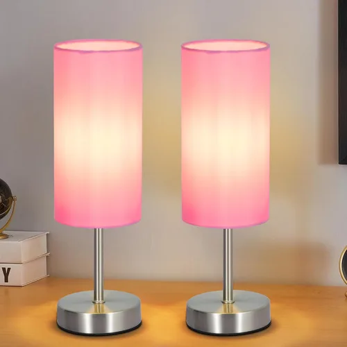 Vista 14 de RISLG Juego de 2 lámparas de mesa para recámara, lámparas de noche para mesita de noche con interruptor de cable, lámparas de escritorio