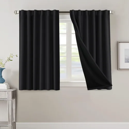Vista 80 de H.VERSAILTEX Cortinas 100% opacas para dormitorio con forro negro, cortinas de oscurecimiento de habitación completa, con aislamiento térmico