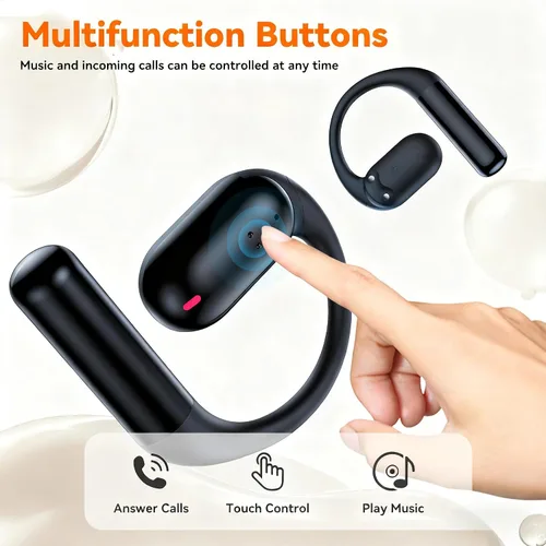 Vista 8 de Auriculares de Conducción Ósea Inalámbricos Bluetooth 5.4, Auriculares para Dormir de 0.8g con Micrófono HD/Control Táctil/Llamadas Claras