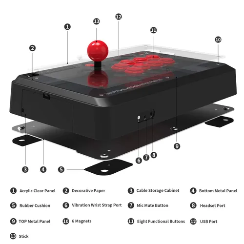 Vista 6 de MAYFLASH Universal Arcade Fighting Stick F500 for Switch, Xbox Series XS, Xbox One, Xbox 360, PS4, PS3, Windows, macOS, Android, Raspberry Pi, Steam
