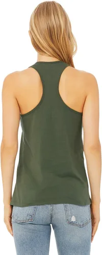 Vista 2 de Bella Canvas Camiseta sin mangas 6008 con espalda cruzada para mujer, Verde(Military Green)