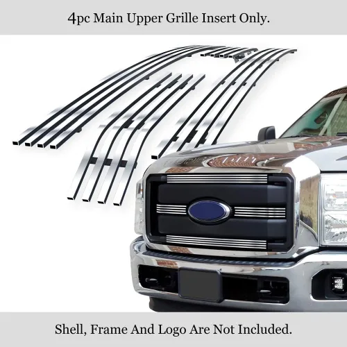 Vista 3 de APS Compatible con Ford F-250 F-350 F-450 F-550 2011-2016 XLT Lariat King Ranch Principal Superior Acero Inoxidable Cromo 8x6 Billet Front Grill