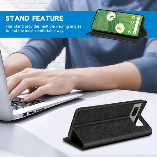 Vista 5 de ZZXX - Funda tipo cartera para Google Pixel 7, magnética fuerte de 6.3 Negro