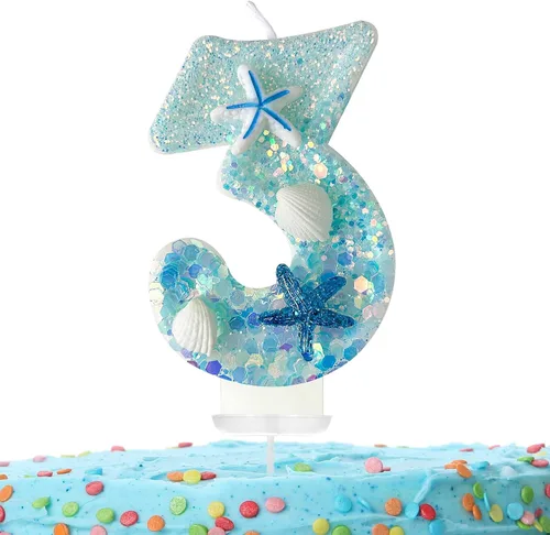 Vista 17 de Zlongron Vela número 1, velas de cumpleaños hechas a mano, decoración de pastel de cumpleaños de sirena es muy adecuada para cumpleaños, fiestas