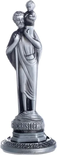 Vista 8 de KOMI Estatua de San Benito Sosteniendo Cruz y Regla Decoraciones para Tablero del Automóvil Bendice Regalo de Seguridad de Conducción