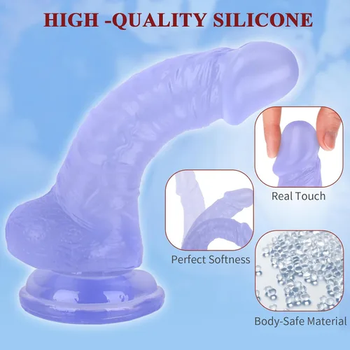 Vista 5 de Consolador sexual realista de 7 pulgadas, consolador suave con eje curvado para estimulación del punto G vaginal, material seguro para el cuerpo