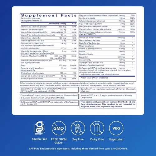 Vista 2 de Pure Encapsulations PureGenomics UltraMultivitamin Apoyo para polimorfismos genéticos comunes* 90 cápsulas