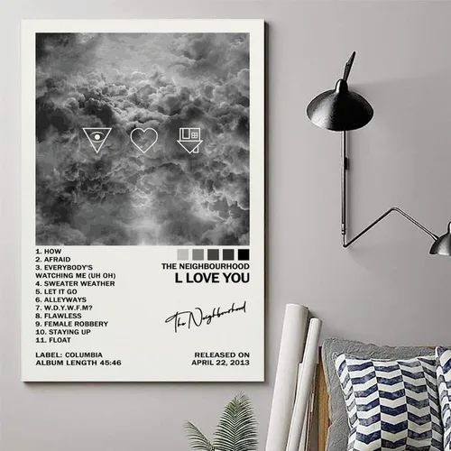 Vista 6 de UTOYA Póster con texto en inglés «The Neighbourhood I Love You» (I Love You), pintura decorativa en lienzo para dormitorio, 12 x 18 pulgadas