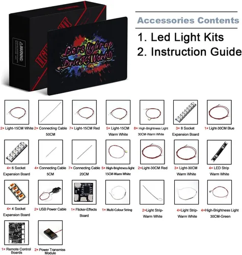 Vista 2 de BrickBling Kit de iluminación LED compatible con Lego Home Alone 21330 Edificio, kit de iluminación con control remoto compatible con Lego 21330