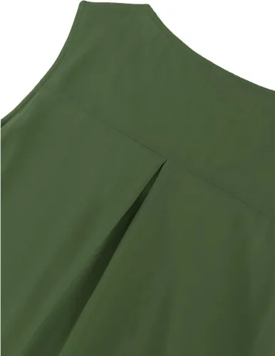 Vista 5 de Timeson - Camiseta de gasa sin mangas, blusa tipo túnica informal de doble capa para mujer