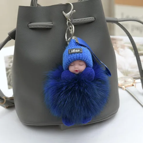Vista 7 de Llaveros de muñeca mullidos para dormir, gorro de punto, multicolor, accesorios para mujeres y hombres