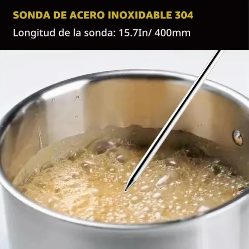 Vista 4 de Termómetro para Dulces con Clip para Olla y Sonda de 8 Pulgadas de Longitud - Mejor Termómetro de Aceite para Freír, Termómetro para Dulces