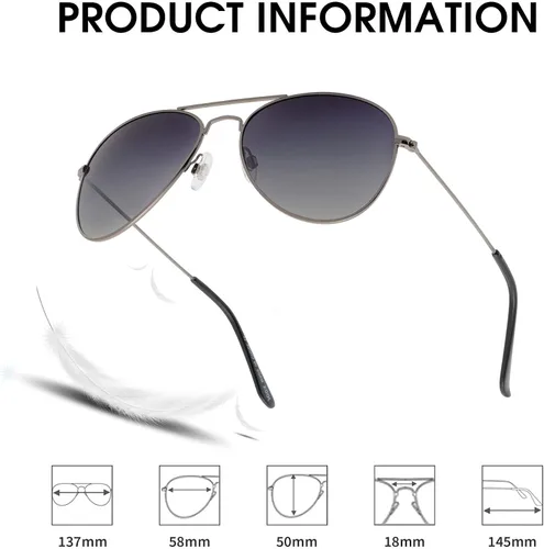 Vista 5 de JOOX - Gafas de sol clásicas de aviador para mujeres y hombres, lentes UV400, marco de acero inoxidable, livianas.