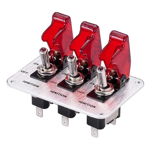 Vista 8 de DC 12 V set de interruptores con indicador LED para autos de carrera, Azul