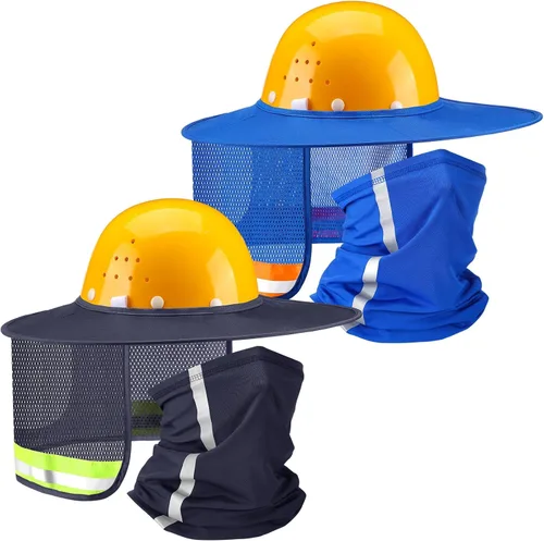 Vista 13 de SATINIOR 4 unidades de sombrero duro para sombrero de alta visibilidad, visera de sol y polaina para el cuello, bandana con tira reflectante, Negro
