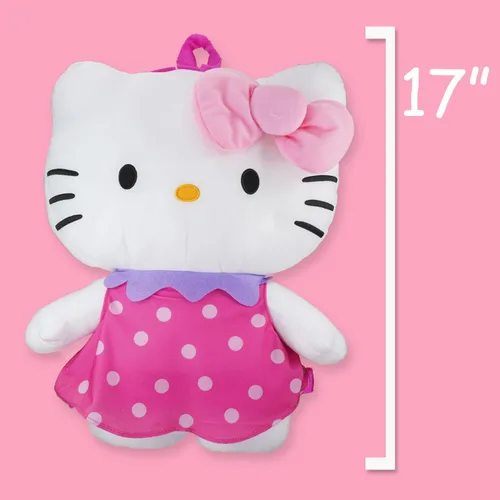 Vista 3 de Hello Kitty Accessory - Bolsa de peluche rosa con licencia oficial con nombre personalizado, Rosado, Bolsa de día