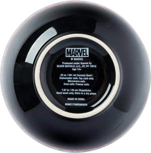 Vista 6 de Silver Buffalo Marvel Vengadores Iron Man, Capitán América, Spider-Man, Thor, Black Widow, Falcon, Hawkeye, Daredevil Tazón de Cerámica para Ramen