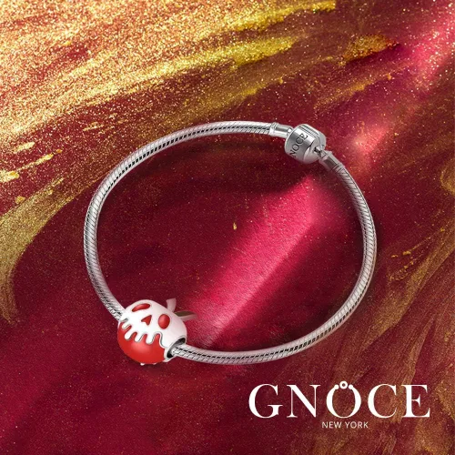 Vista 3 de GNOCE - Abalorio de plata de ley 925, diseño de calavera de Navidad, apto para todas las pulseras para mujeres y niñas