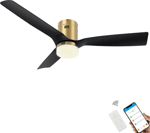Vista 12 de SMAAIR Ventilador de techo inteligente de 52 pulgadas con luces y motor de CC de 10 velocidades, funciona con control remoto, Alexa/Google