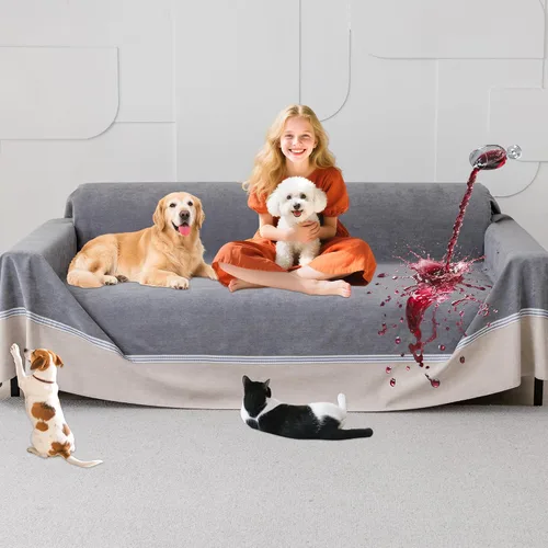 Vista 9 de Loiion Funda impermeable para sofá de perro 100% de doble cara - antideslizante, a prueba de fugas, protectores de sofá para mascotas para Almendra