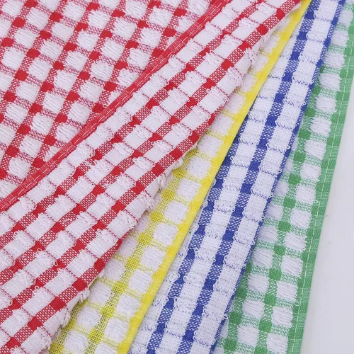Vista 4 de Oeleky Toallas de cocina de algodón, 15 x 26 pulgadas, a cuadros, paquete Multicolor