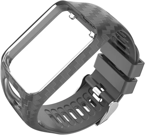 Vista 4 de Hemobllo - Correa de reloj inteligente con marco de silicona ajustable para reloj Tomtom 2/3, color gris
