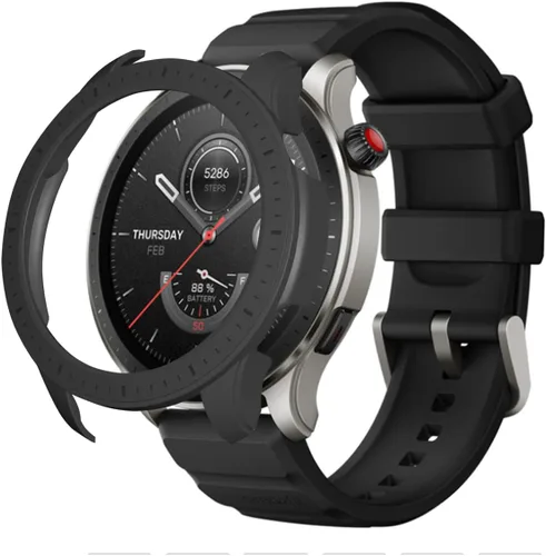Vista 10 de Funda protectora para Amazfit GTR 4, a prueba de golpes, duradera, de policarbonato duro, accesorios para Amazfit GTR 4 Smartwatch (negro y azul)