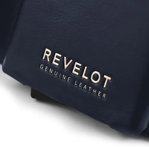 Vista 5 de Revelot Cartera tarjetero, piel auténtica con bloqueo RFIDW1, Napa Azul , Moderno