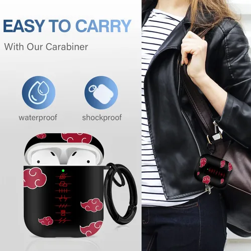Vista 4 de Maxjoy Funda para Airpods, diseño de dibujos animados de anime para Airpods de 1ª y 2ª generación, funda para Air Pods para hombres, niños y niñas