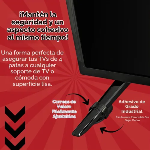 Vista 2 de Anclaje de TV, Sin Taladro, Anti-Volcado, Correas de Seguridad Adhesivas para TV - Solo Despega y Pega para Hacer tu Hogar a Prueba de Niños
