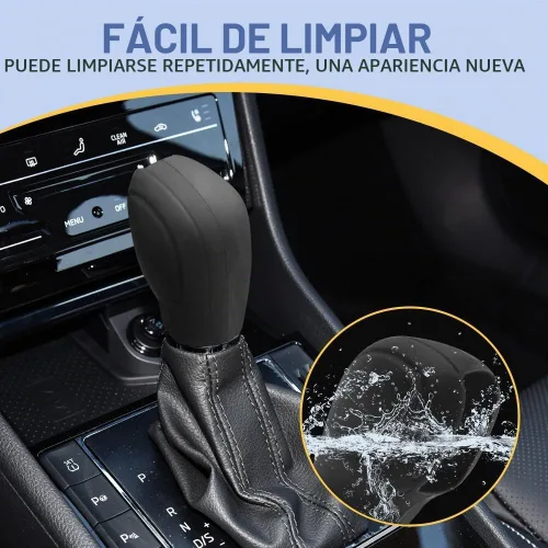 Vista 6 de Funda para Pomo de Palanca de Cambios de Automóvil, Funda para Palanca de Cambios de Automóvil, Protector de Palanca de Cambios de Auto Negro
