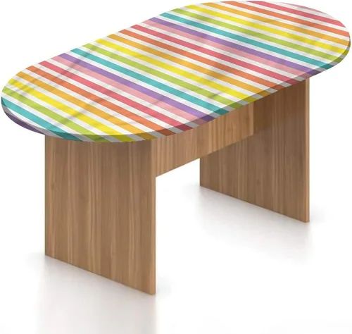 Vista 24 de Mantel ovalado ajustable de poliéster elástico para invierno, diseño de bosque abstracto monocromático, hojas y bosques, se adapta a mesas ovaladas
