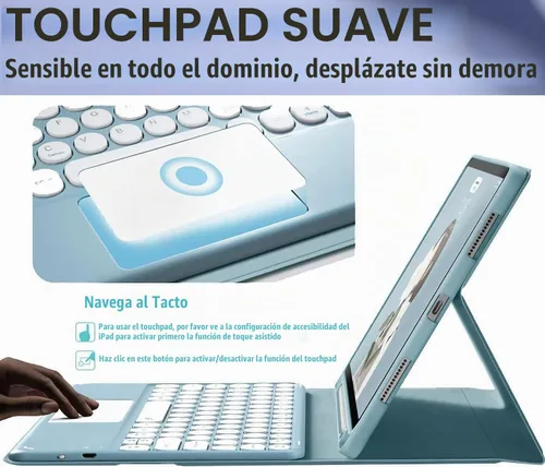 Vista 4 de Funda para teclado con panel táctil para Galaxy Tab S6 Lite de 10.4 pulgadas (2024/2022/2020) con soporte para bolígrafo S, teclas redondas