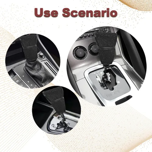 Vista 6 de Funda para pomo de palanca de cambios de automóvil, protector de piel sintética para palanca de cambios con accesorios interiores brillantes, Negro