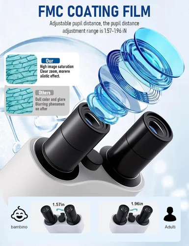 Vista 3 de Microscopio compuesto binocular 40X-2000X, microscopio profesional de grado de investigación con platinas mecánicas duales y perillas coaxiales