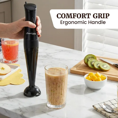 Vista 6 de Elite Gourmet EHB2425B Mezclador eléctrico de inmersión, picadora, batidora de mano con control de 1 toque, 150 vatios, negro Funciona como