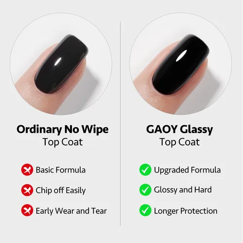 Vista 3 de GAOY 16ml 4 Piezas Juego de Capa Superior de Gel Brillante y Capa Base, Sin Limpieza, Combinación para Esmalte de Uñas con Curación UV