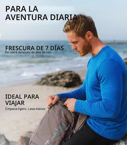 Vista 5 de Camisas 100% de lana merino para hombre, ropa interior térmica, capa base 190 negro
