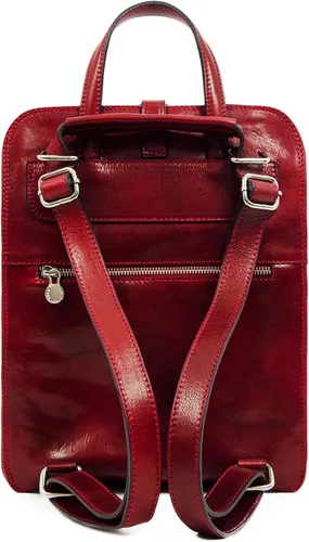 Vista 4 de Mochila de cuero convertible a bolso de hombro, hecha a mano para portátiles de hasta 12 pulgadas, mochila de día Resistencia al tiempo, Marrón