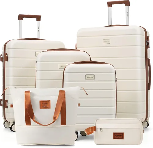 Vista 158 de Merax 3 piezas expandible ABS Hardshell equipaje Sets Spinner Wheel Maleta TSA Lock Suit Case, Apertura frontal negra, Juego de 2 piezas, Maleta