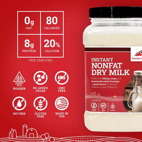 Vista 4 de Hoosier Hill Farm Leche seca instantánea sin grasa en polvo, 1 libra (paquete de 1)