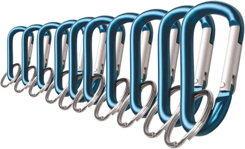 Vista 11 de Lucky Line - Mosquetón pequeño de aluminio de 2-3/8 pulgadas, llavero de eslabones en forma de C, llavero niquelado, peso ligero y duradero