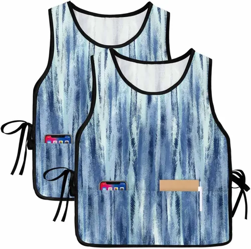 Vista 7 de Painting Brush Unisex Cobbler Apron with 2 Pockets Vest, Cleaning Smock Apron for Work Chef Kitchen - 1 Pack