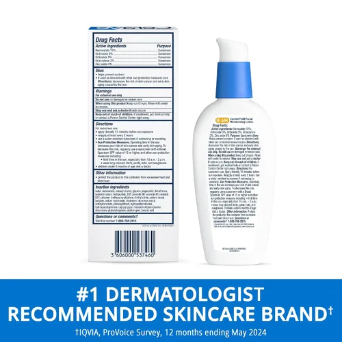 Vista 8 de CeraVe AM Loción hidratante facial con SPF 30, hidratante facial sin aceite con SPF, formulado con ácido hialurónico, niacinamida y ceramidas,