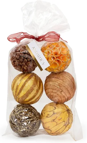 Vista 7 de Bolas decorativas para jarrón y cuencos de tonos naturales Decoración del hogar (naranja otoño)