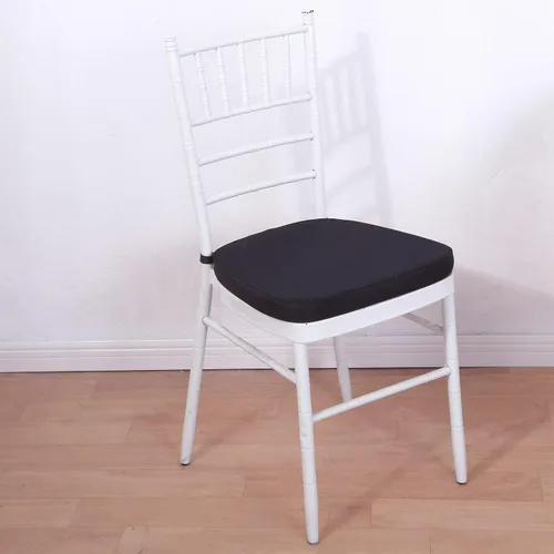 Vista 7 de Efavormart Cojín de 2" de espesor para silla Chiavari en negro, cojín de asiento de espuma con efecto memoria con lazos y funda extraíble