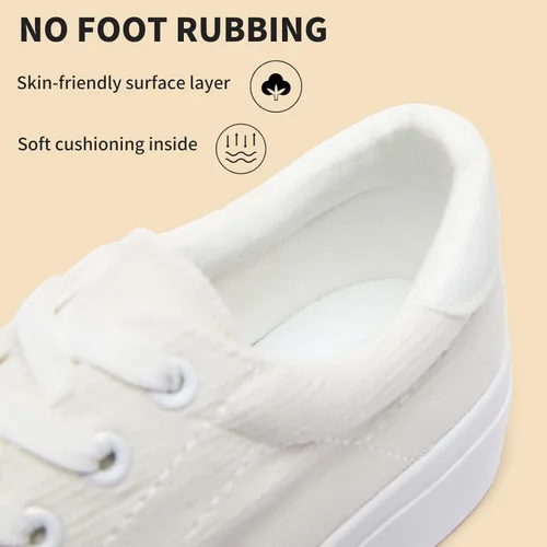 Vista 4 de THATXUAOV Zapatillas de deporte de plataforma para mujer, zapatos de tenis blancos casuales de moda