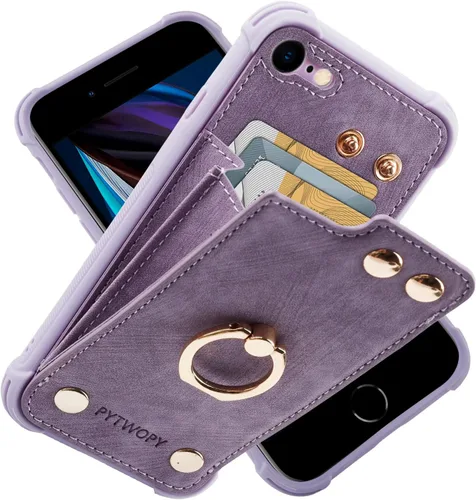 Vista 41 de Funda tipo cartera compatible con iPhone XR/10R con tarjetero de crédito, funda protectora de cuero a prueba de golpes compatible con anillo