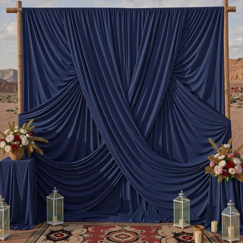 Vista 21 de Cortina de fondo azul bebé de 10 pies x 8 pies sin arrugas para fiesta, cortinas de fondo de poliéster azul para fotografías, decoraciones para baby