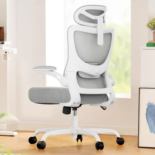 Vista 19 de Marsail - Silla ergonómica de oficina - Silla de escritorio con respaldo alto de malla y soporte lumbar ajustable, silla giratoria con ruedas